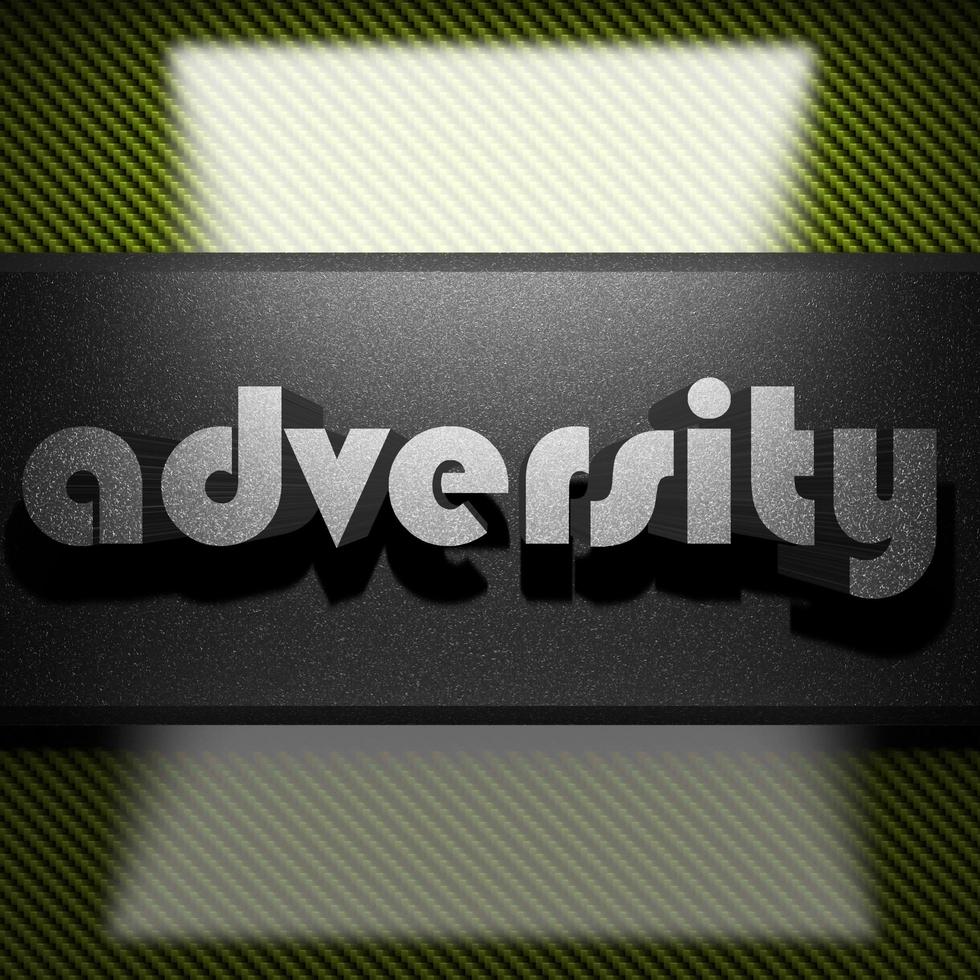 adversity word of iron on carbon photo