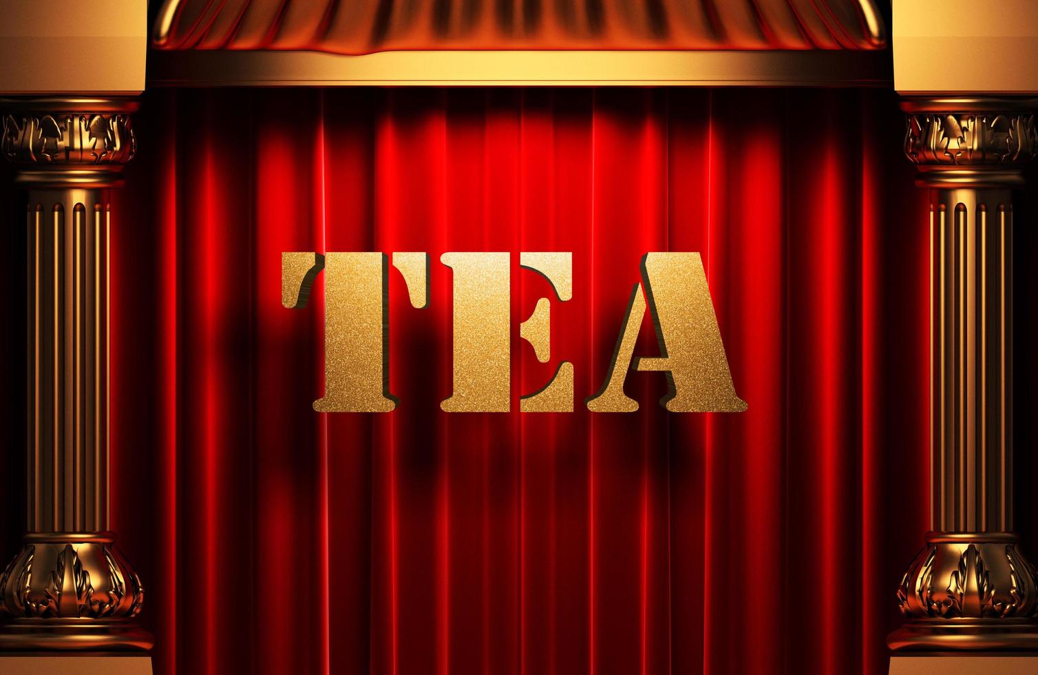 tea golden word on red curtain photo