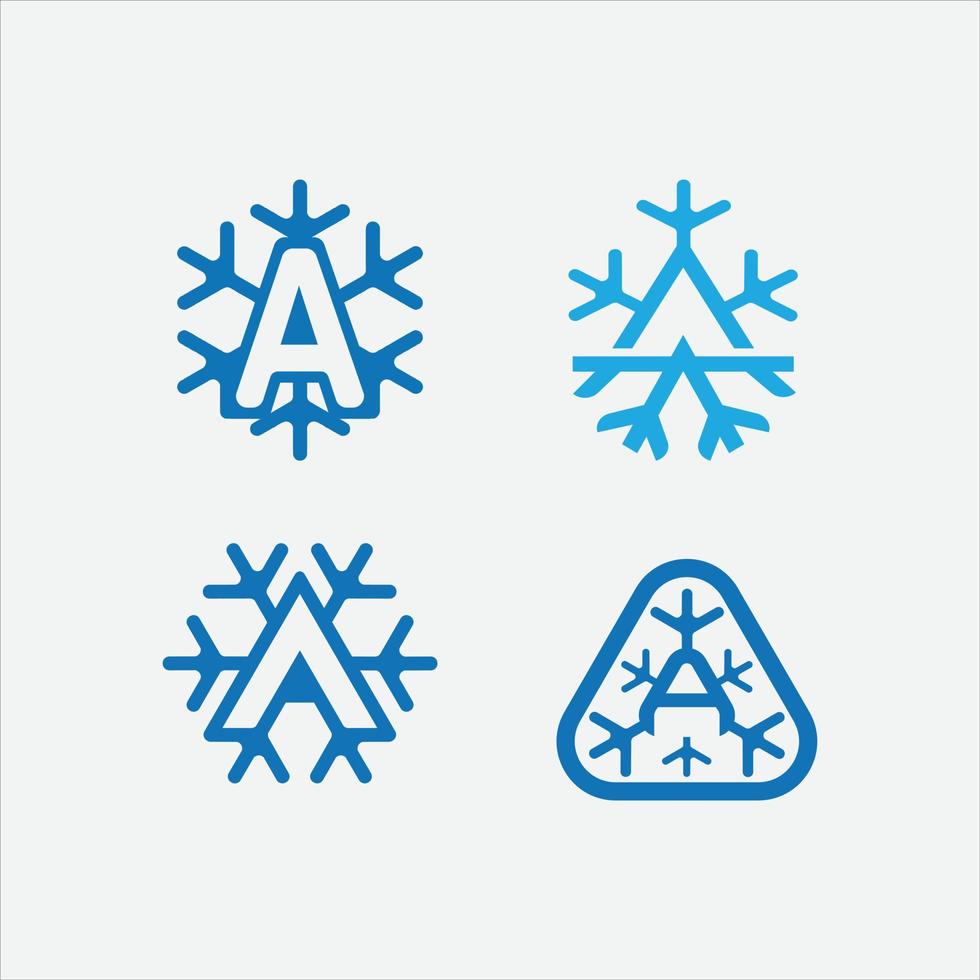 combinación de copos de nieve letra a vector
