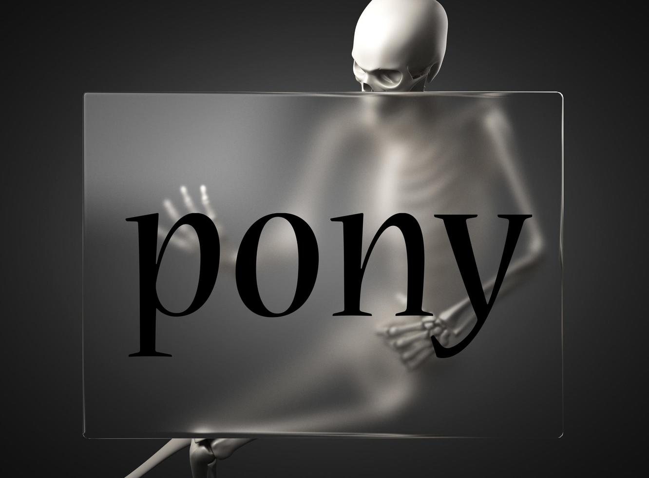 pony word on glass and skeleton photo