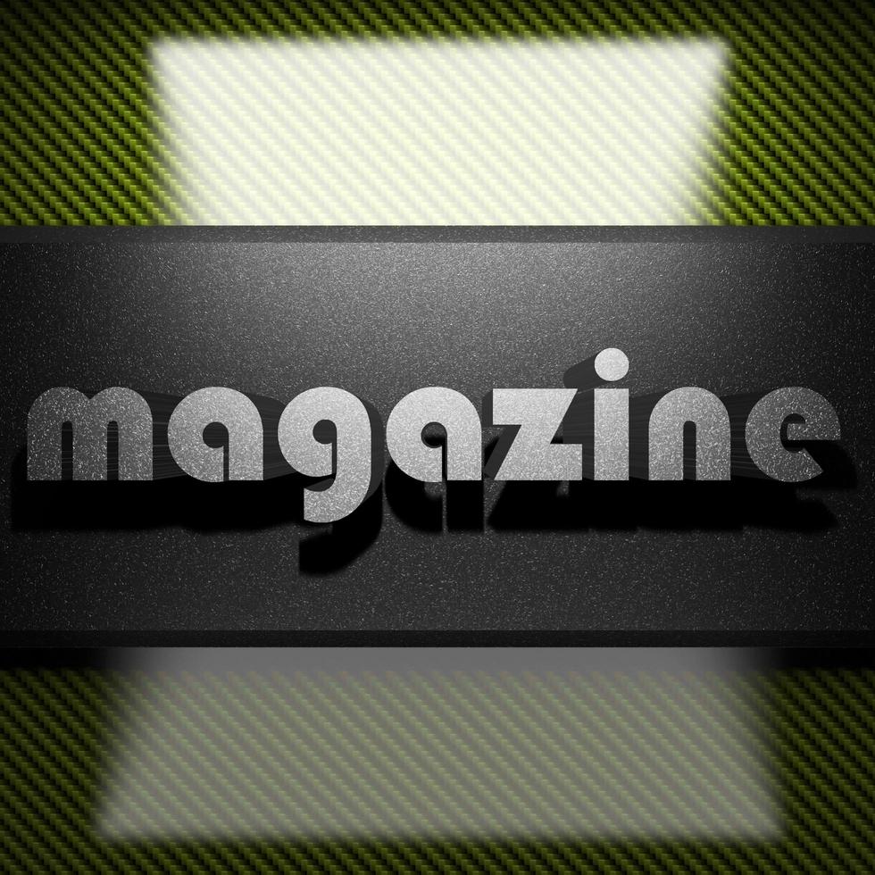 magazine word of iron on carbon photo