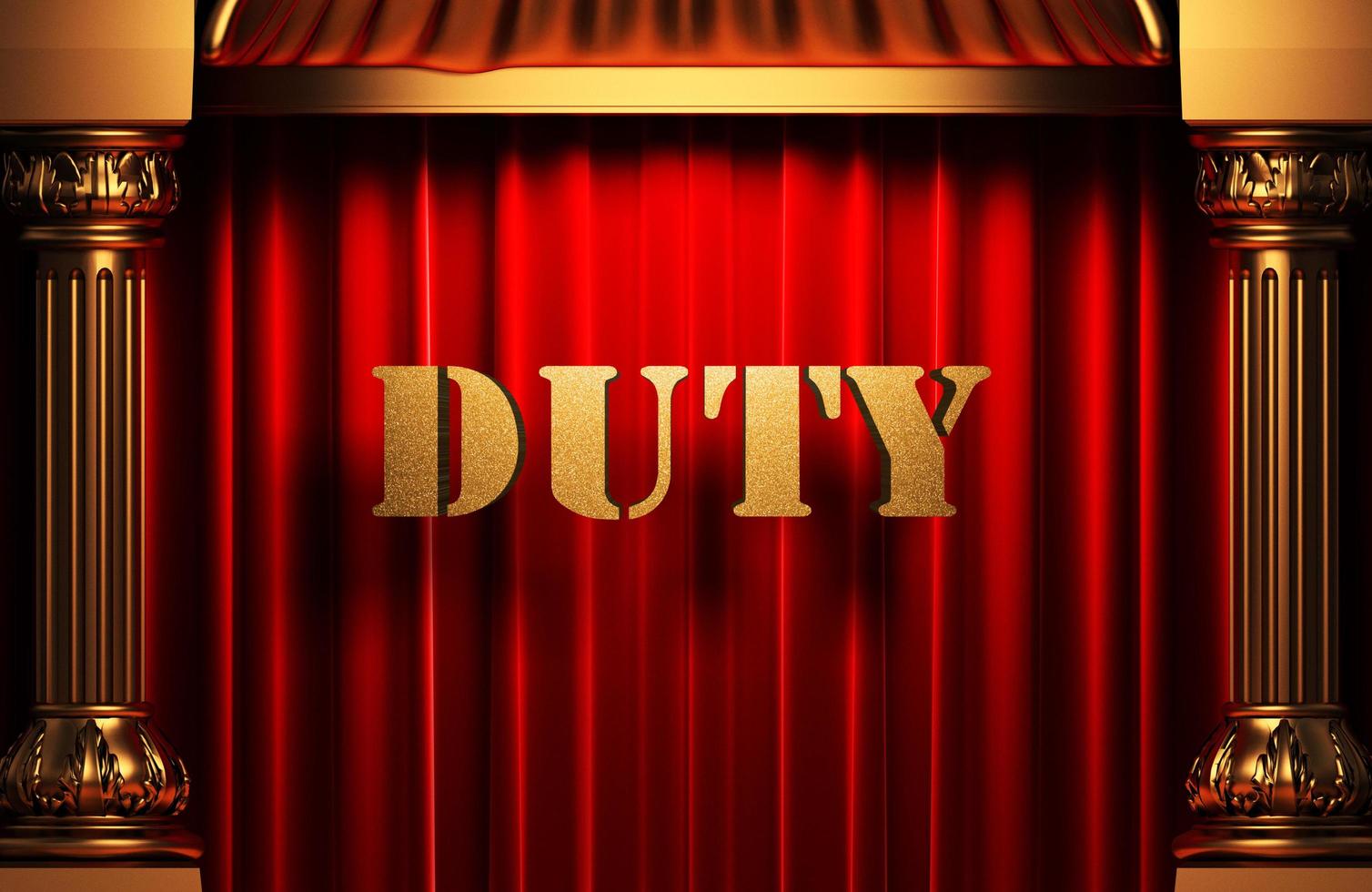 duty golden word on red curtain photo