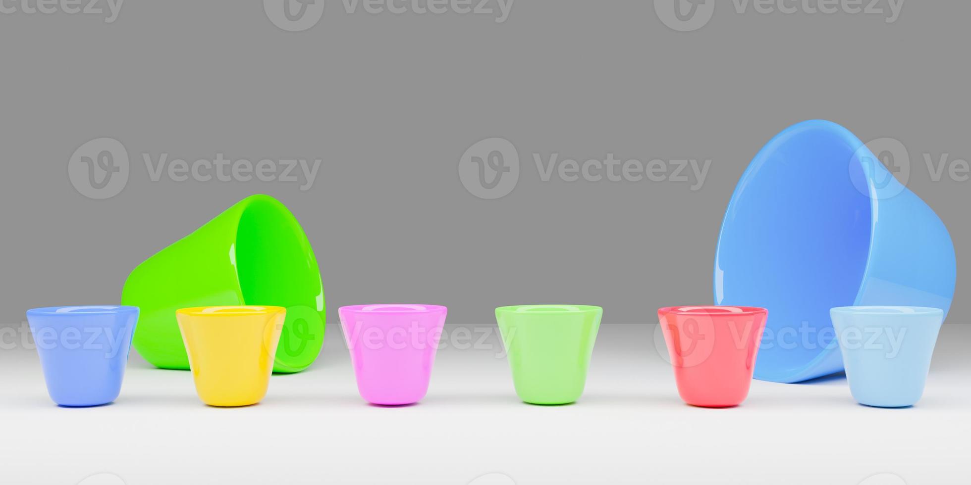 Colorful plastic glass 3D rendering photo