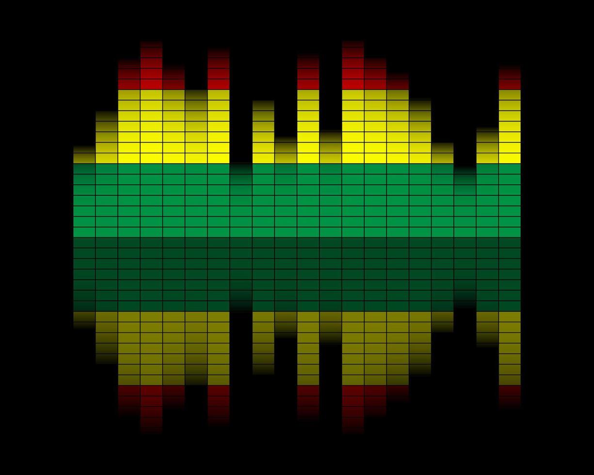 sound equalizer with strips of different colors on a black background vector