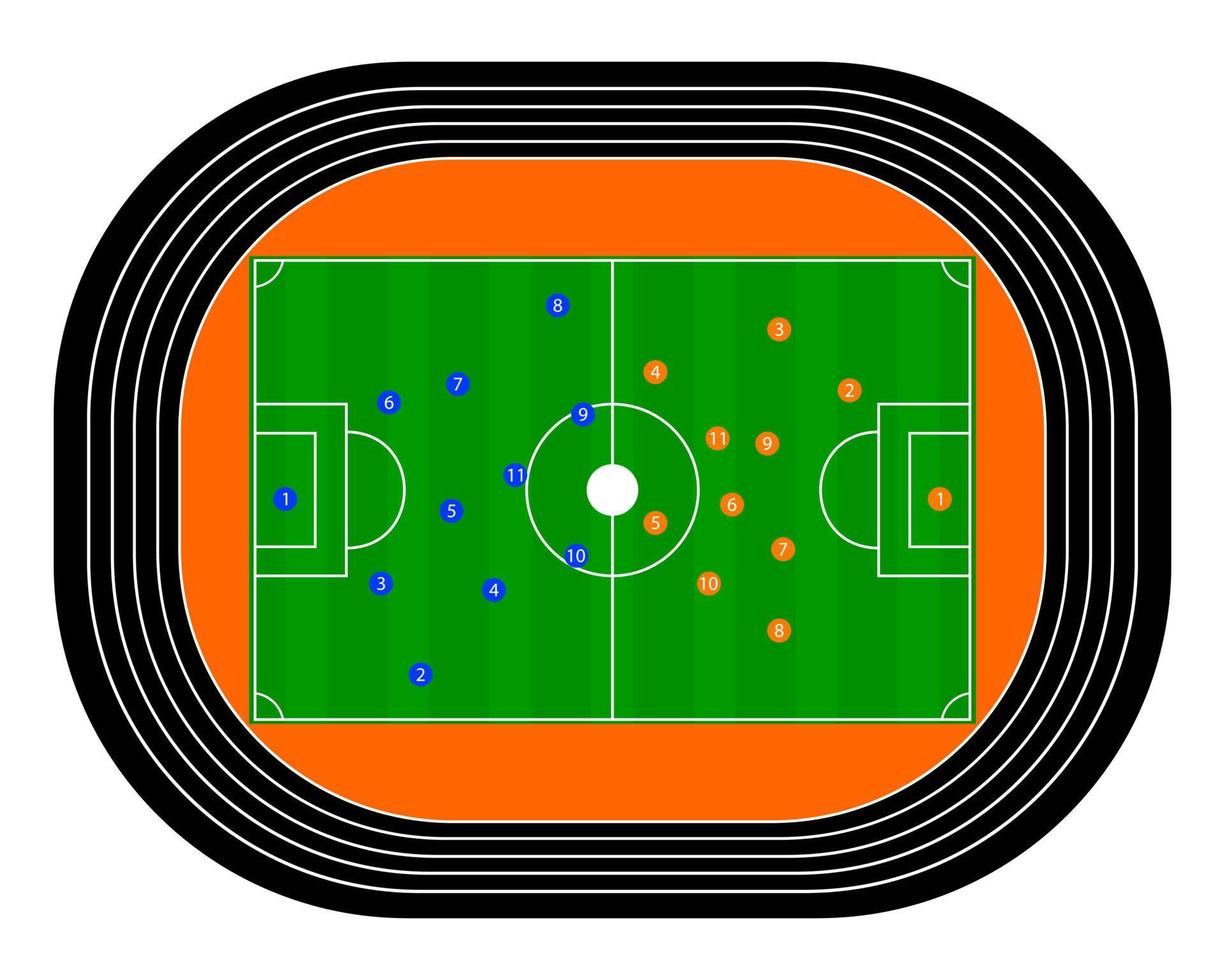 estadio de fútbol con jugadores vector