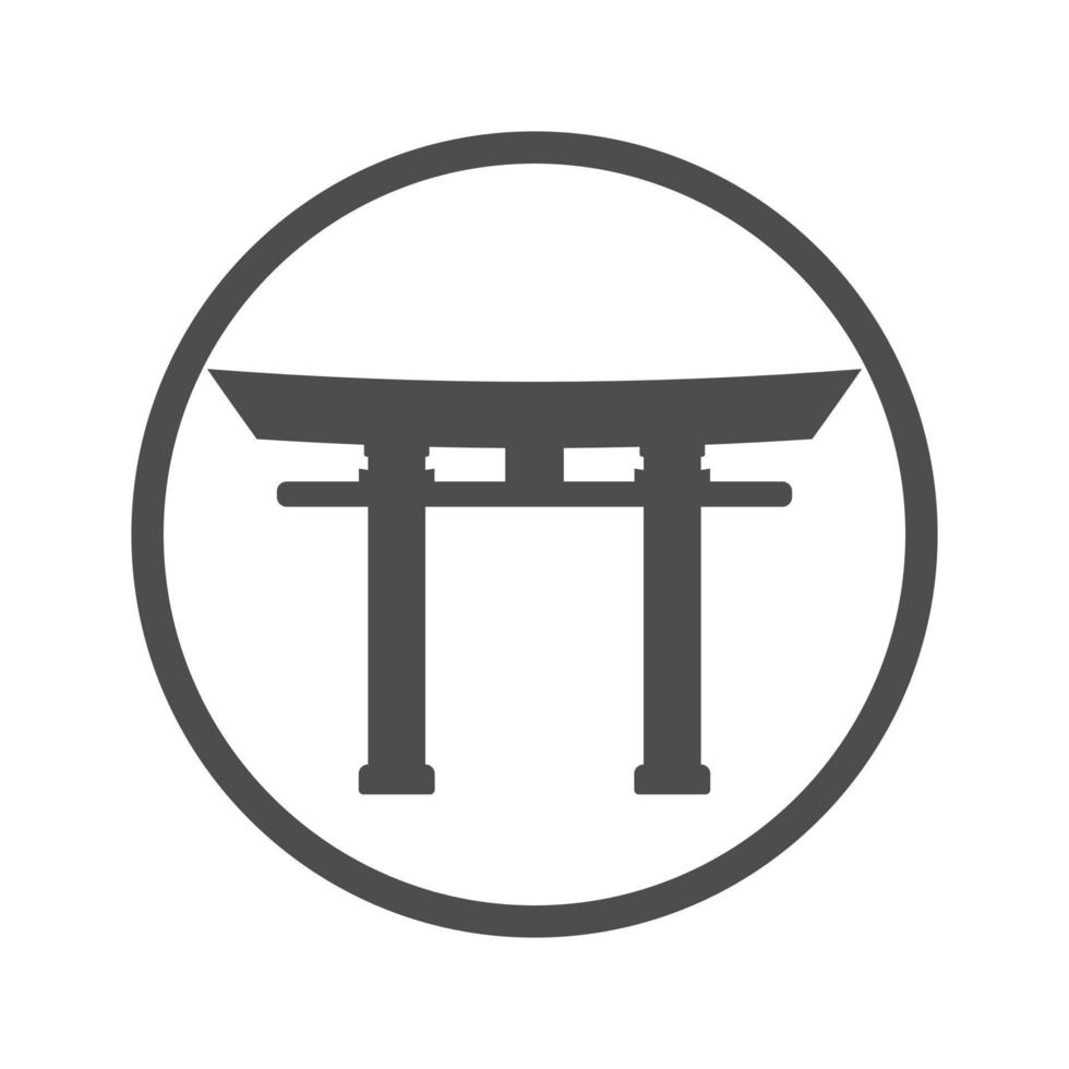 Torii gate icon in gray style vector