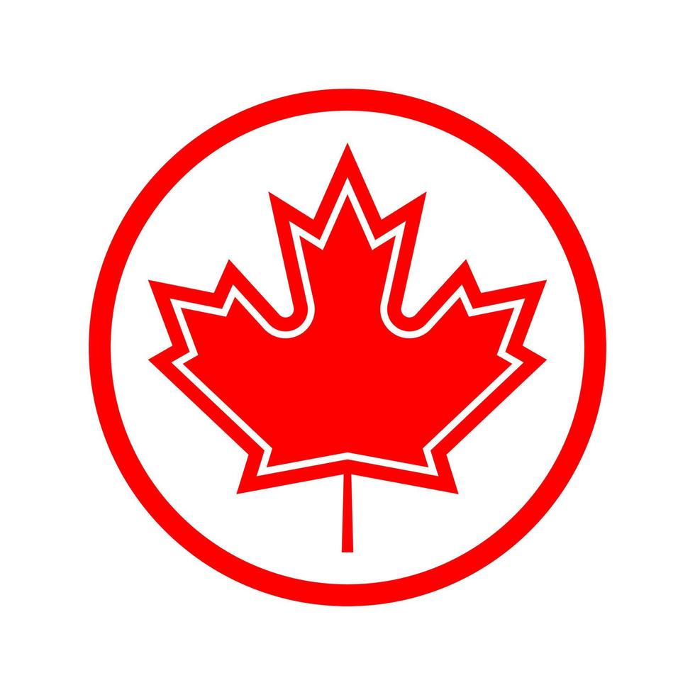 maple leaf in a red circle vector