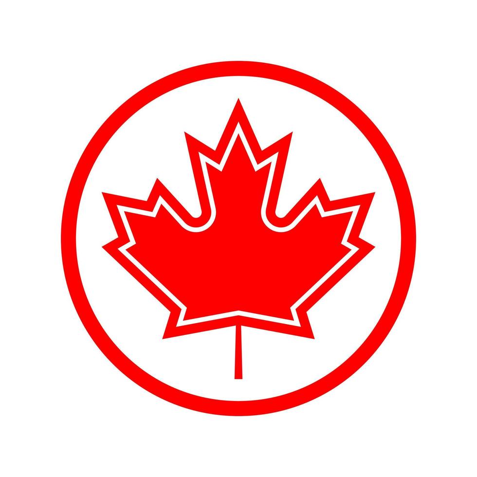 maple leaf in a red circle vector