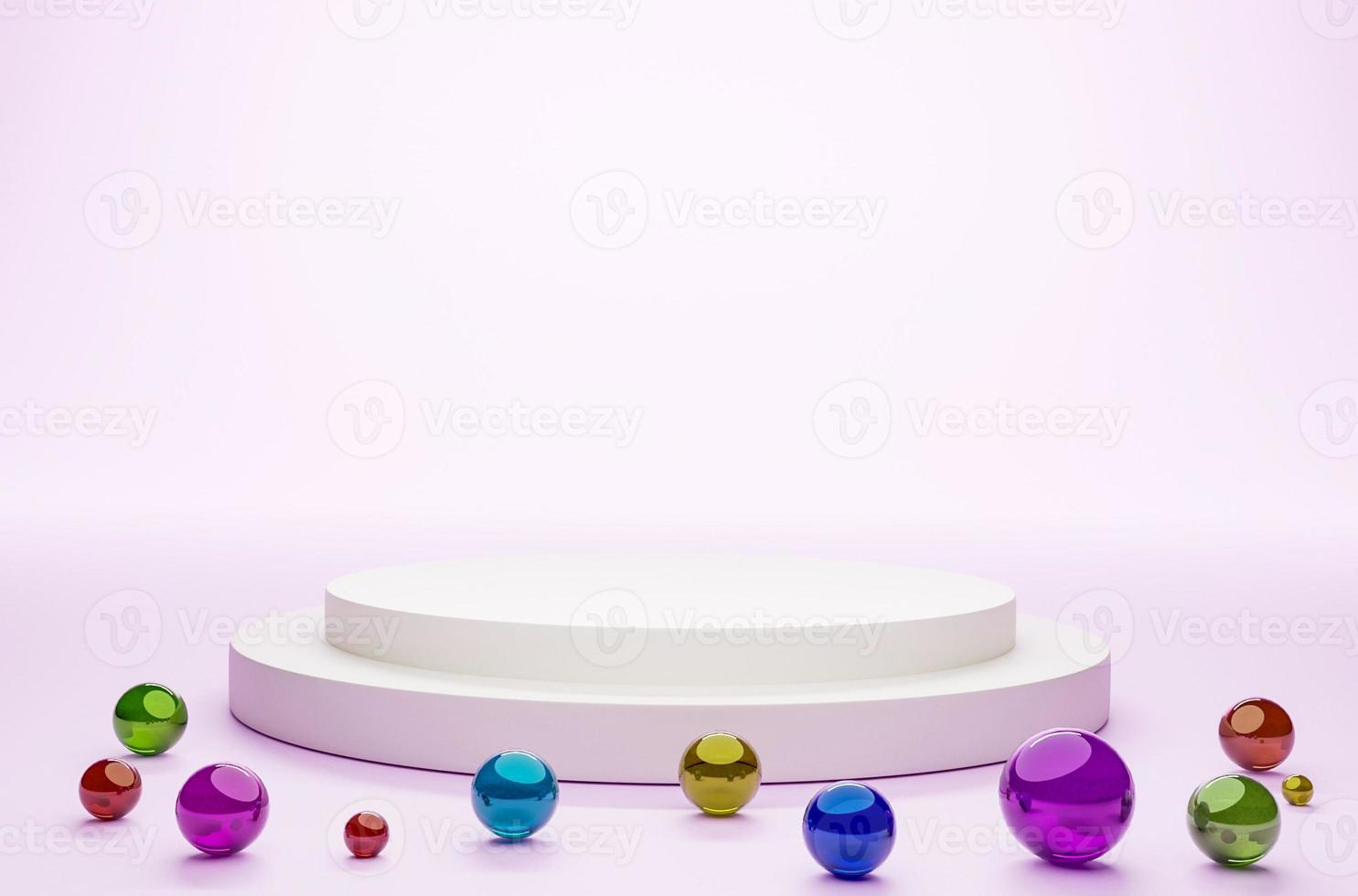 Mock-up Display Product Podium, 3D rendering. Abstract scene background. Cylinder podium on pink background. Product presentation, mock up, show cosmetic product, Podium, stage pedestal or platform photo