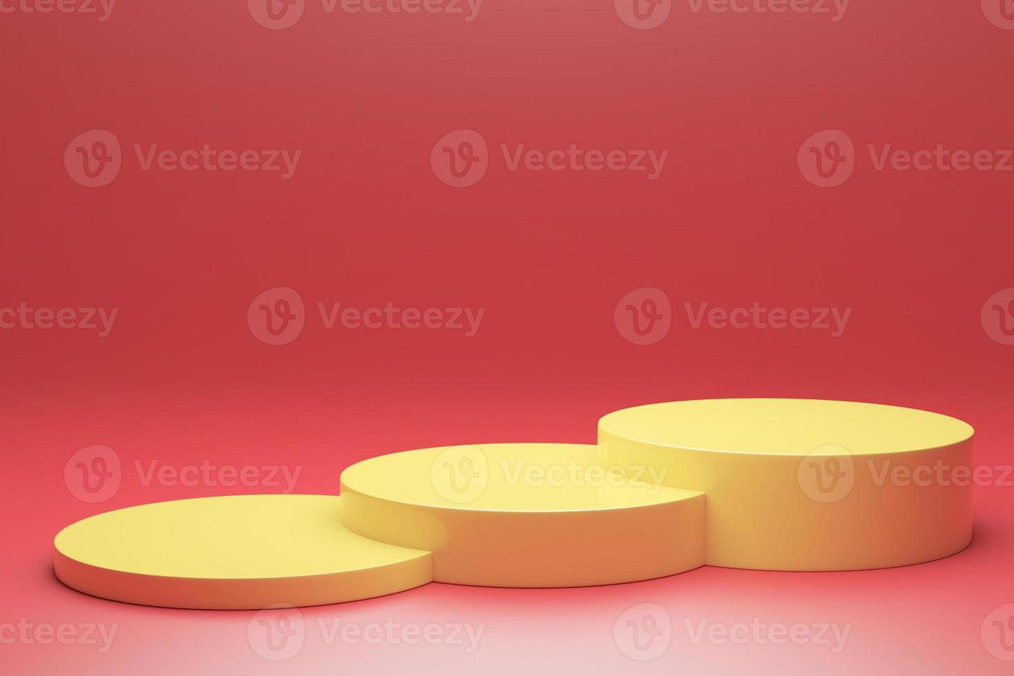 Mock-up Display Product Podium, 3D rendering. Abstract scene background. Cylinder podium on pink background. Product presentation, mock up, show cosmetic product, Podium, stage pedestal or platform photo