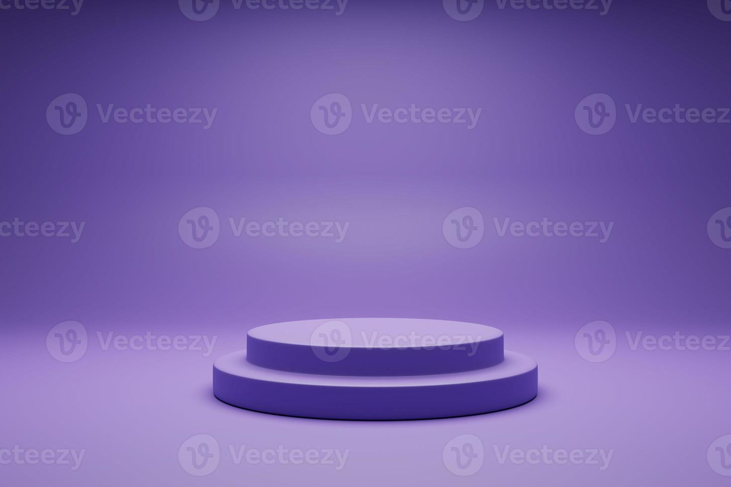 3D rendering purple colour minimal concept double cylinder pedestal or podium for product showcase display on empty background. 3D mockup illustration photo