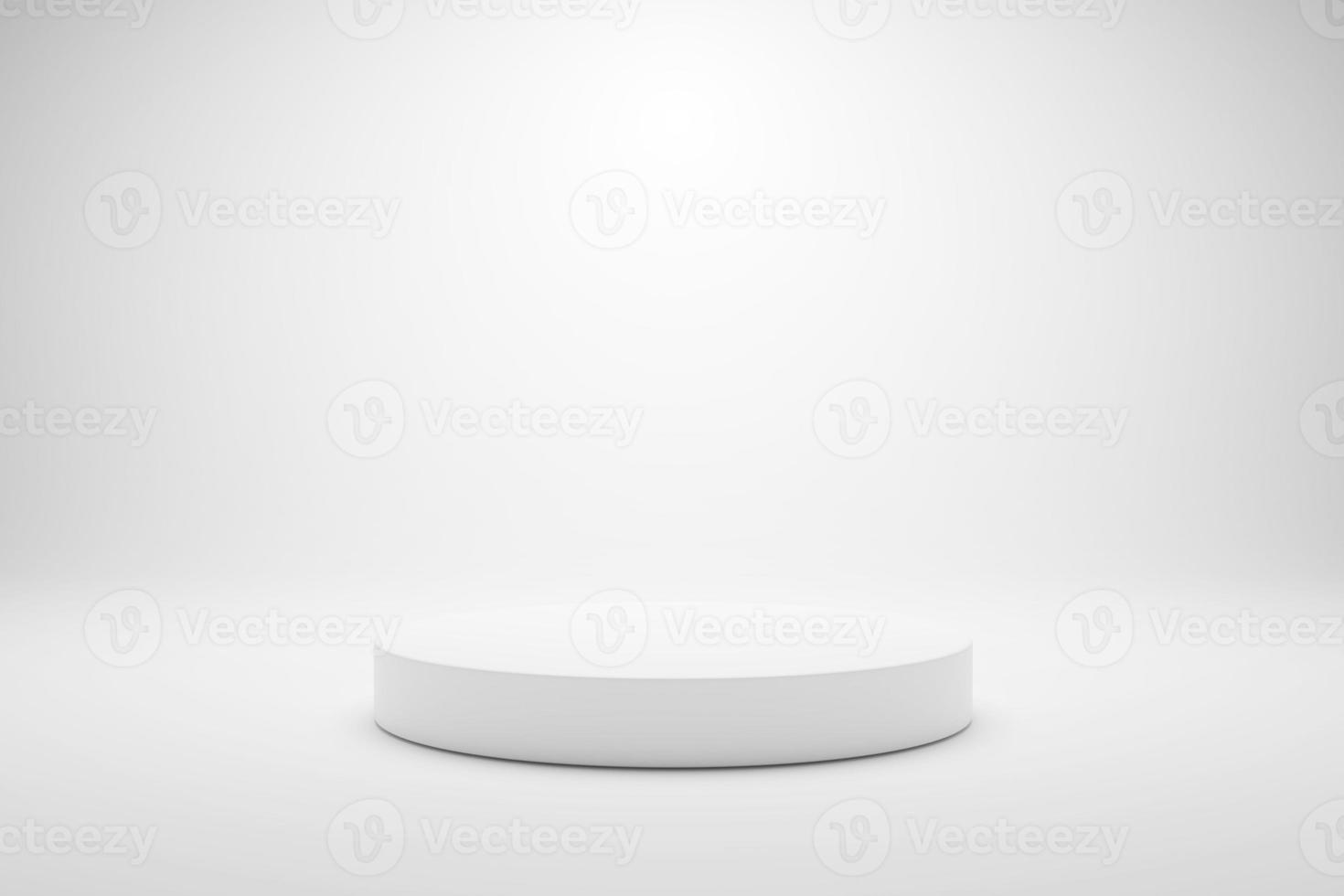 3D render white minimal podium pedestal product display on white background. 3D mockup illustration photo