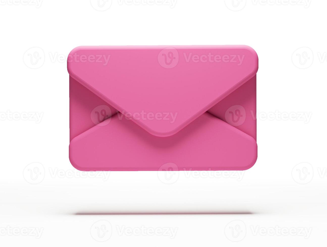 3D rendering realistic envelope icon symbolic in pink floating in the air. 3D email sticker icon for contact illustration photo