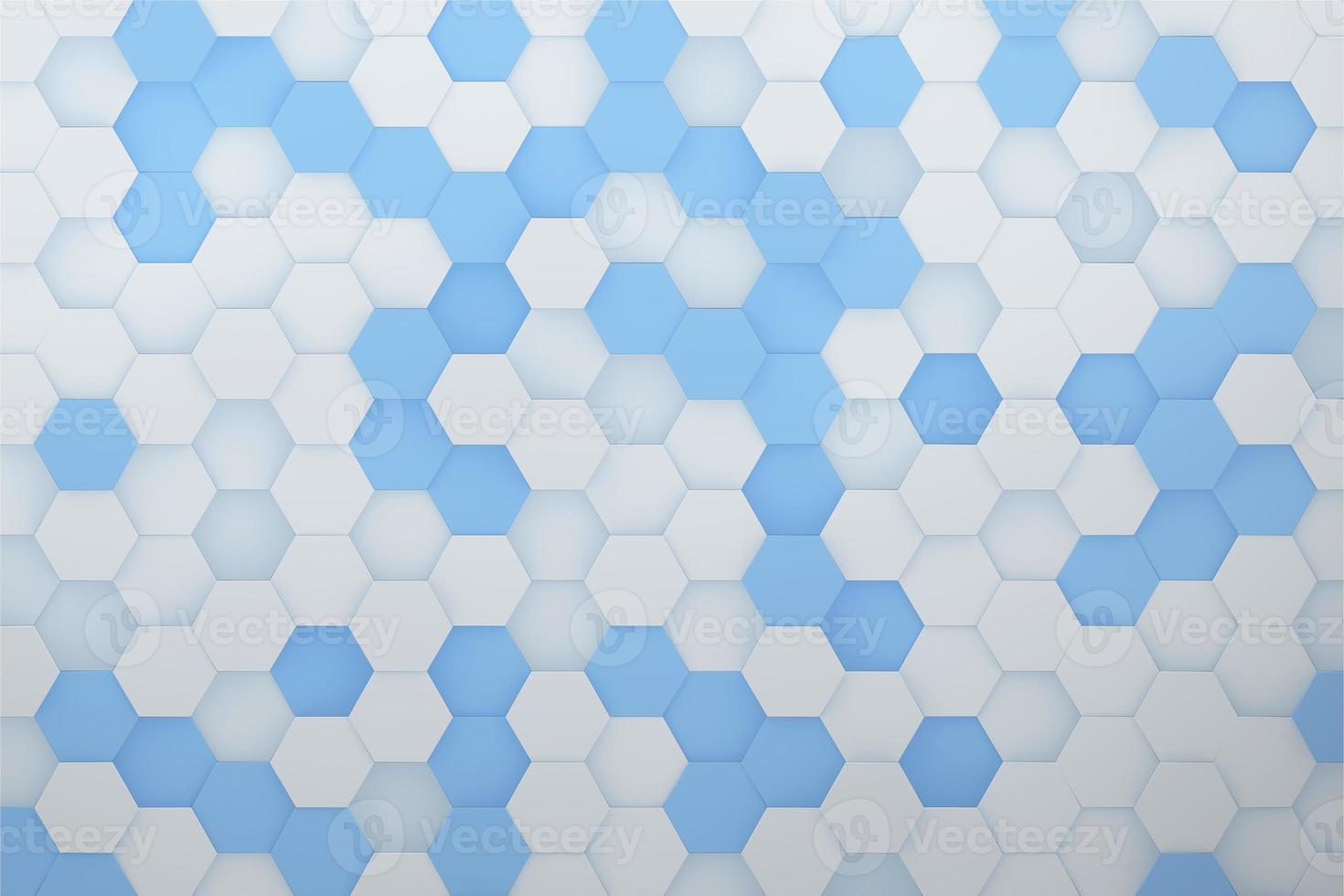 fondo abstracto de hexágono blanco y azul. Ilustración 3d de tecnología foto