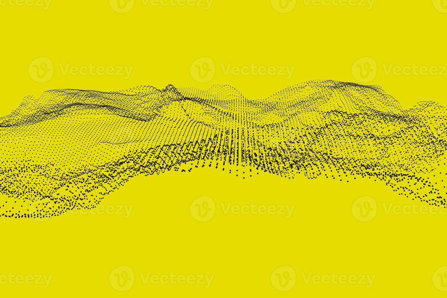 Yellow background with particle mesh wave photo