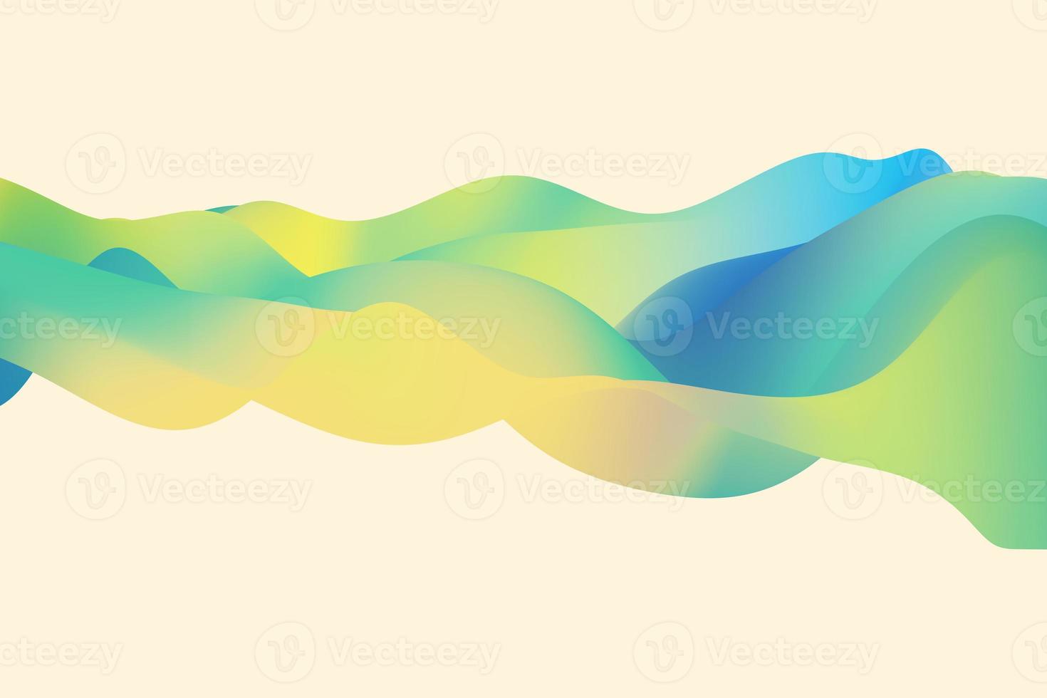 Trendy liquid wave backdrop. Green, yellow and blue wavy fluid gradient 3d background photo
