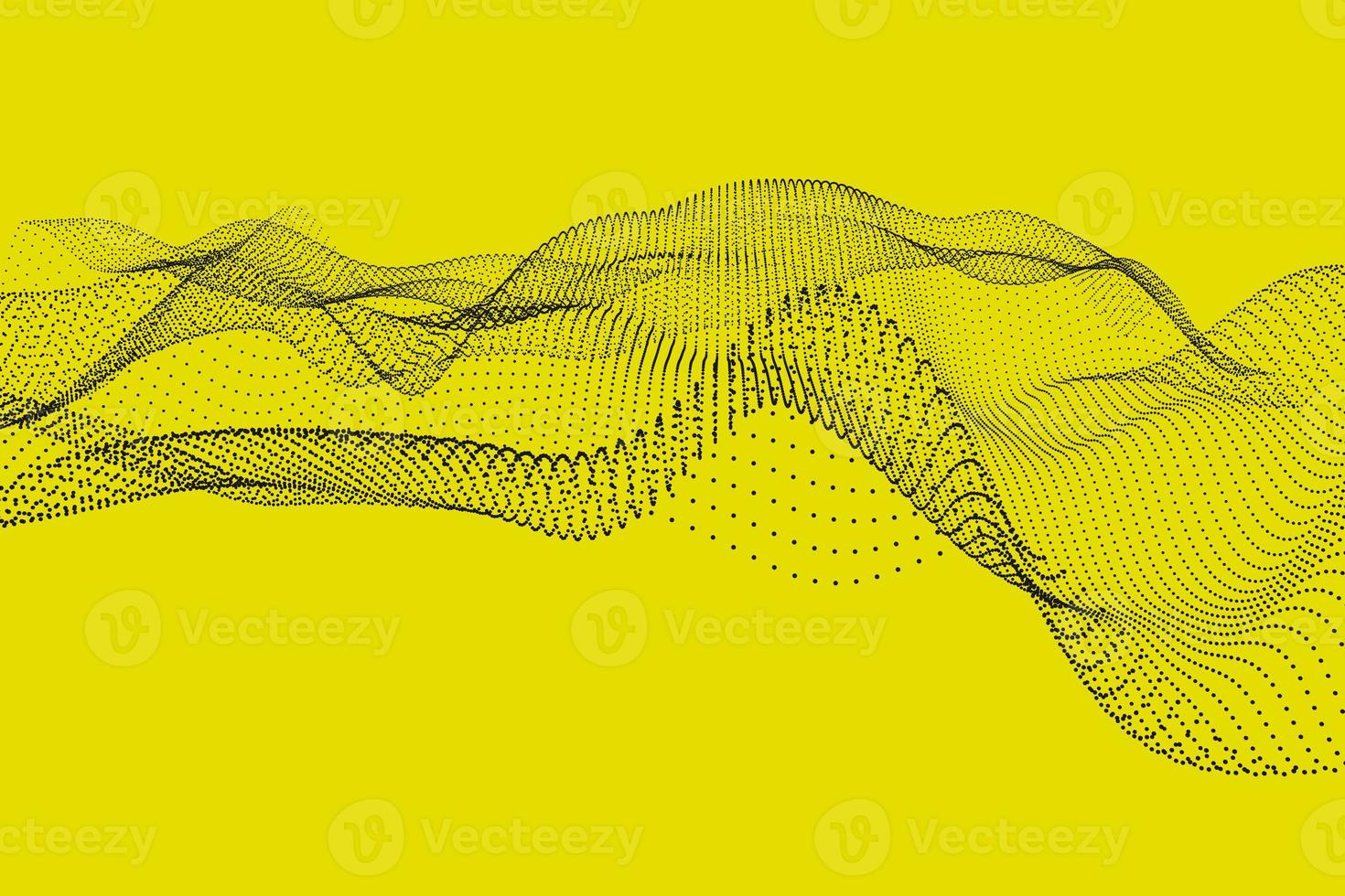 Big data 3d illustration. Dynamic particle wave futuristic background photo