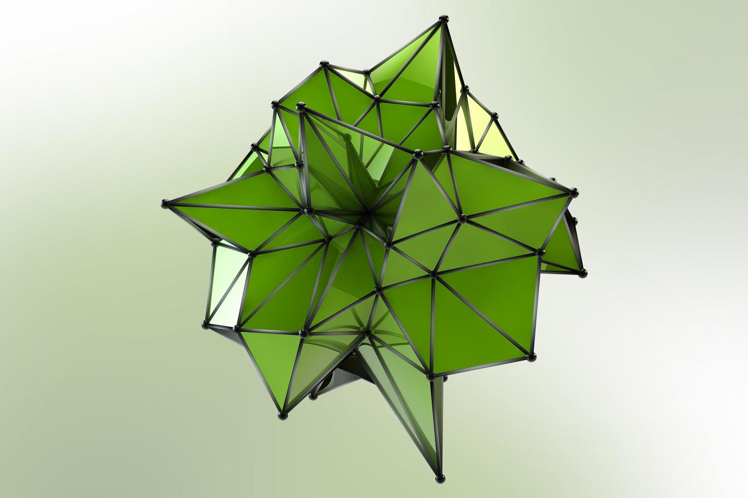 Complex green polygon shape plexus on blurred background 3d illustration photo