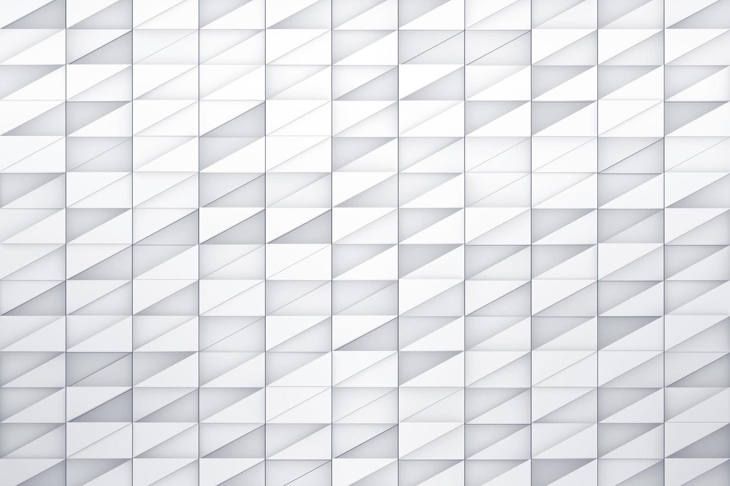 White isometric mosaic abstract background. Geometric triangle shapes moving up and down randomly 3d rendering photo
