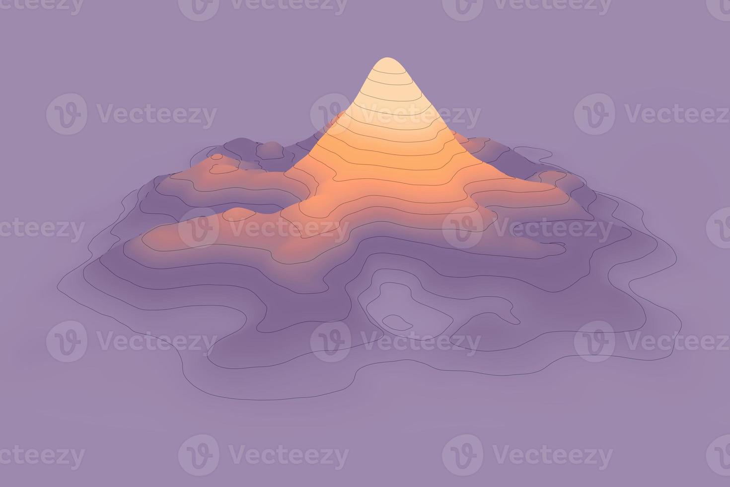 Line topographic map contour background. Abstract geographic 3d illustration. Gradient mountain hiking trail over terrain photo