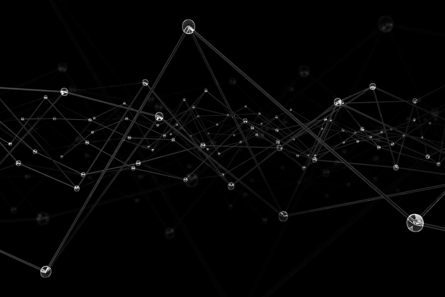 Digital glassy geometric sphere on black background. Abstract hi-tech illustration of liquid connection polygonal shape 3d rendering in tech futuristic style photo