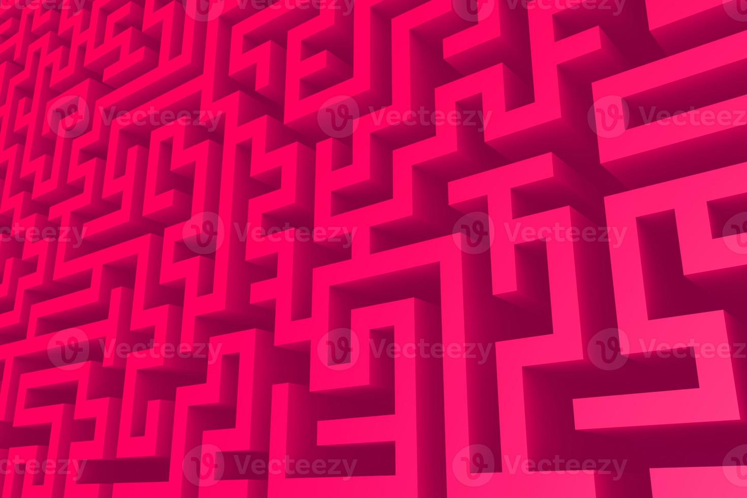 Pink endless maze background 3d illustration. Isometric labyrinth three-dimensional visualization photo