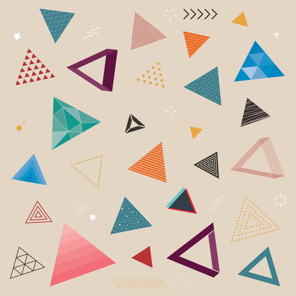 Abstract Illustration vector element of geometric Triangle shape different style set. retro or modern Design Template in various Triangle form icon symbol. collection for web app and mobile concept.