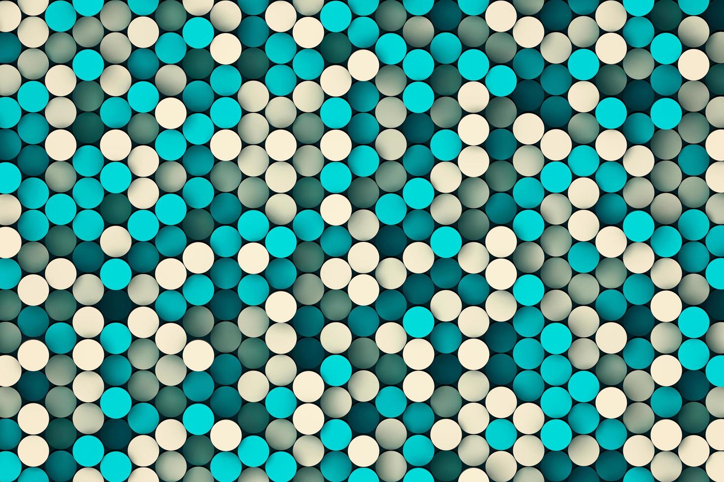 fondo abstracto de mosaico de círculo verde y azul. Ilustración 3d de tecnología foto