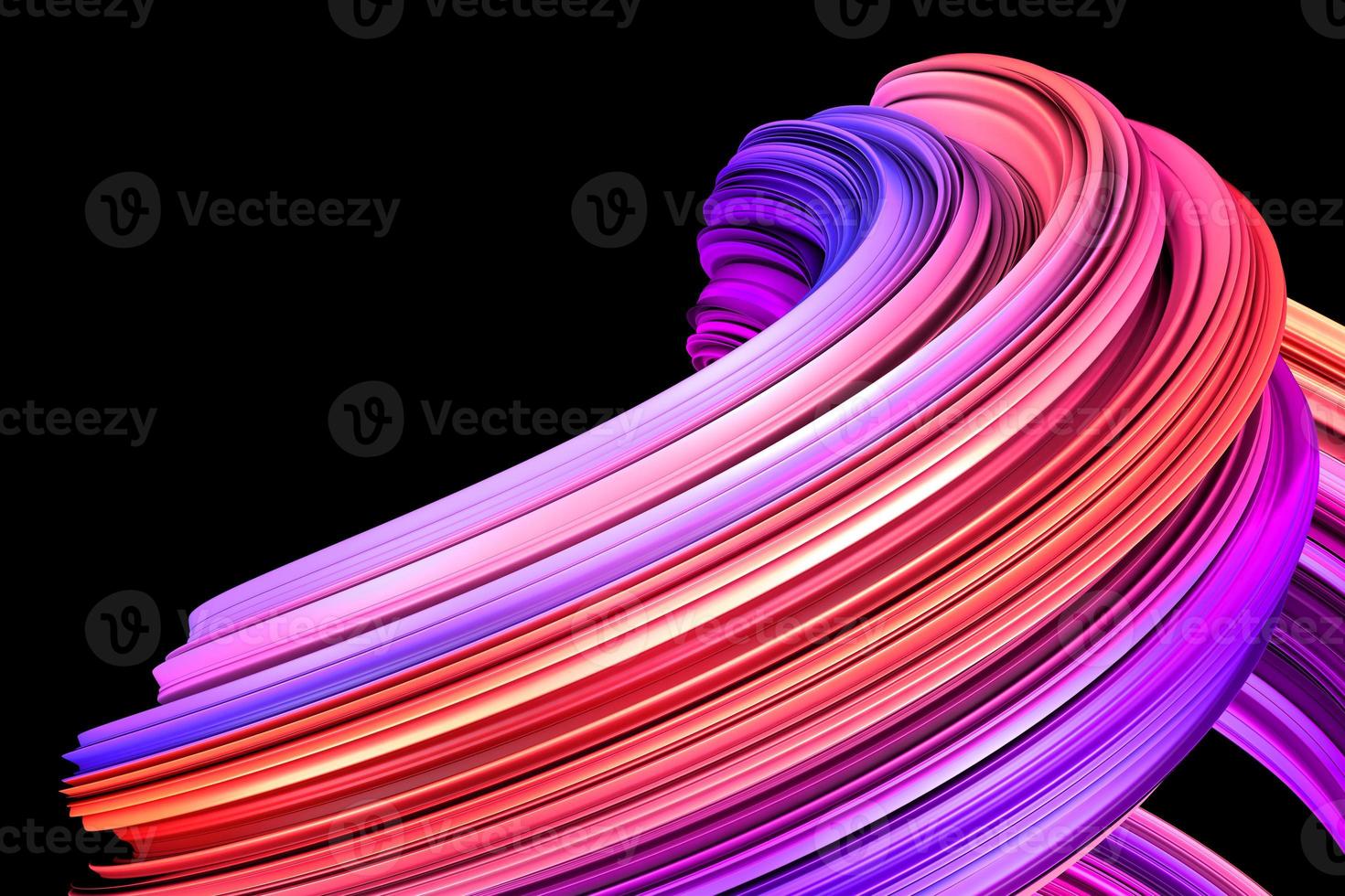 Ultraviolet vibrant gradient colors. Festive wrapping twisted shape. 3D rendering generative art background photo