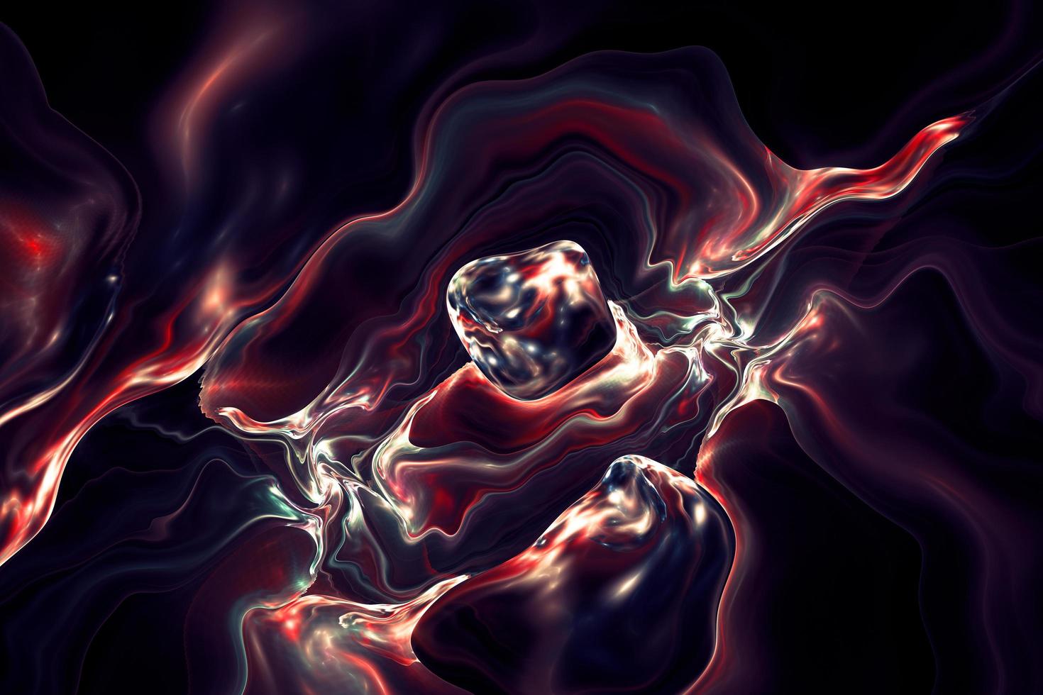Vivid stylish gradient fluid design 3d render in abstract style. Abstract metallic hot liquid background photo