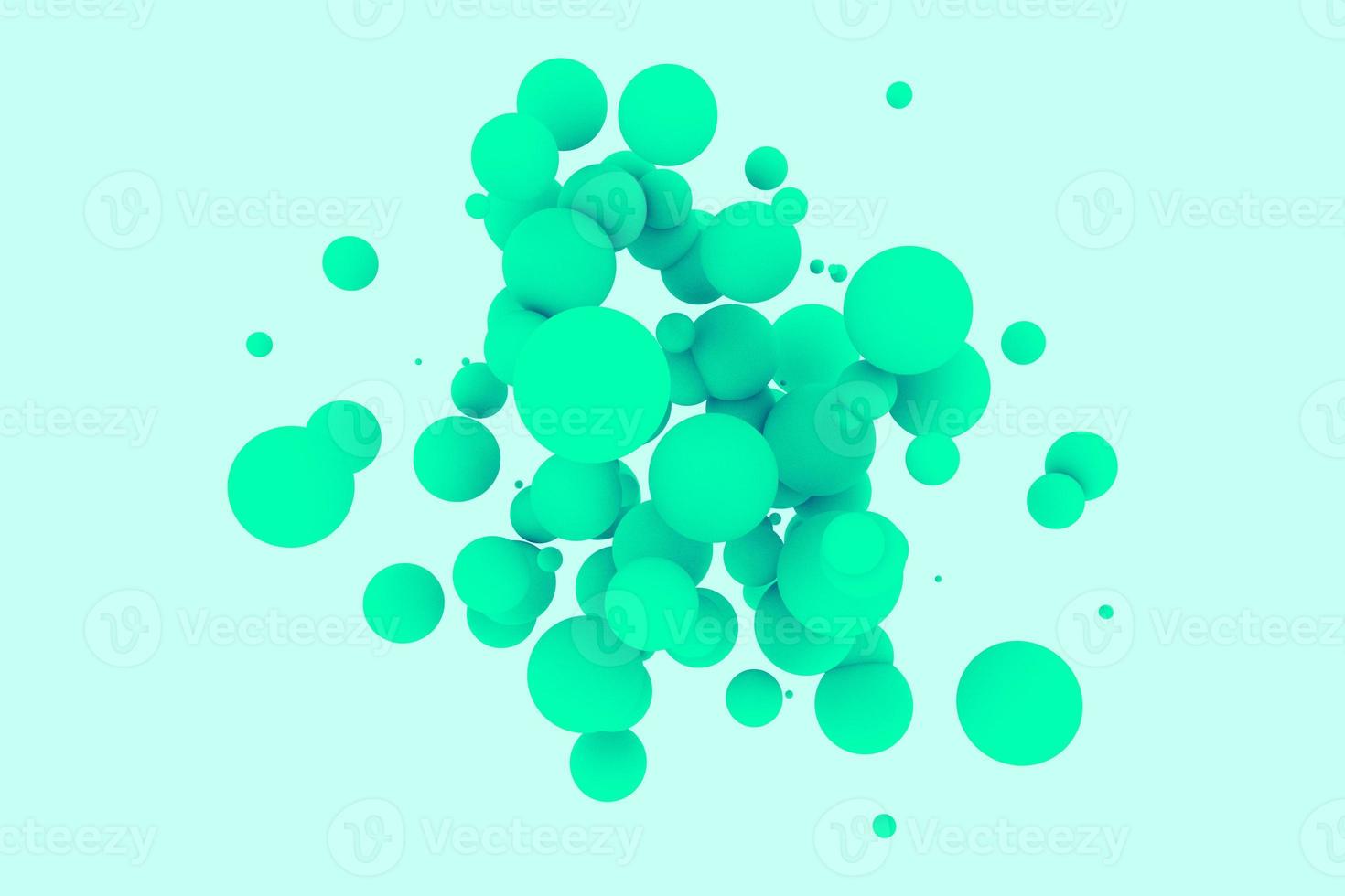 fondo decorativo de esferas verdes. Textura abstracta de representación 3D. bolas con ilustración de sombra rociada foto