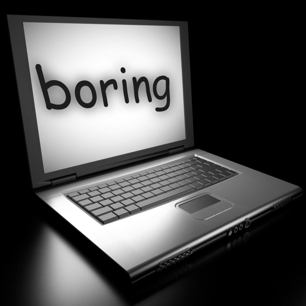 boring word on laptop photo