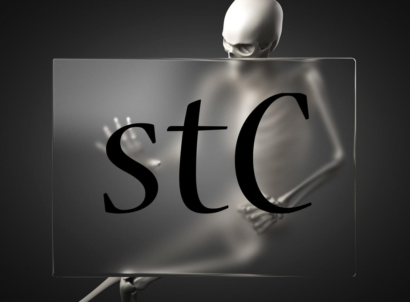 stC word on glass and skeleton photo