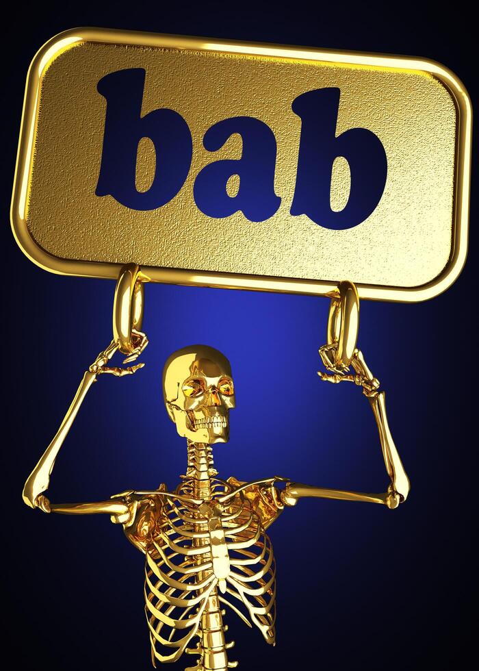 bab word and golden skeleton photo