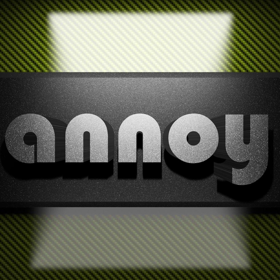 annoy word of iron on carbon photo