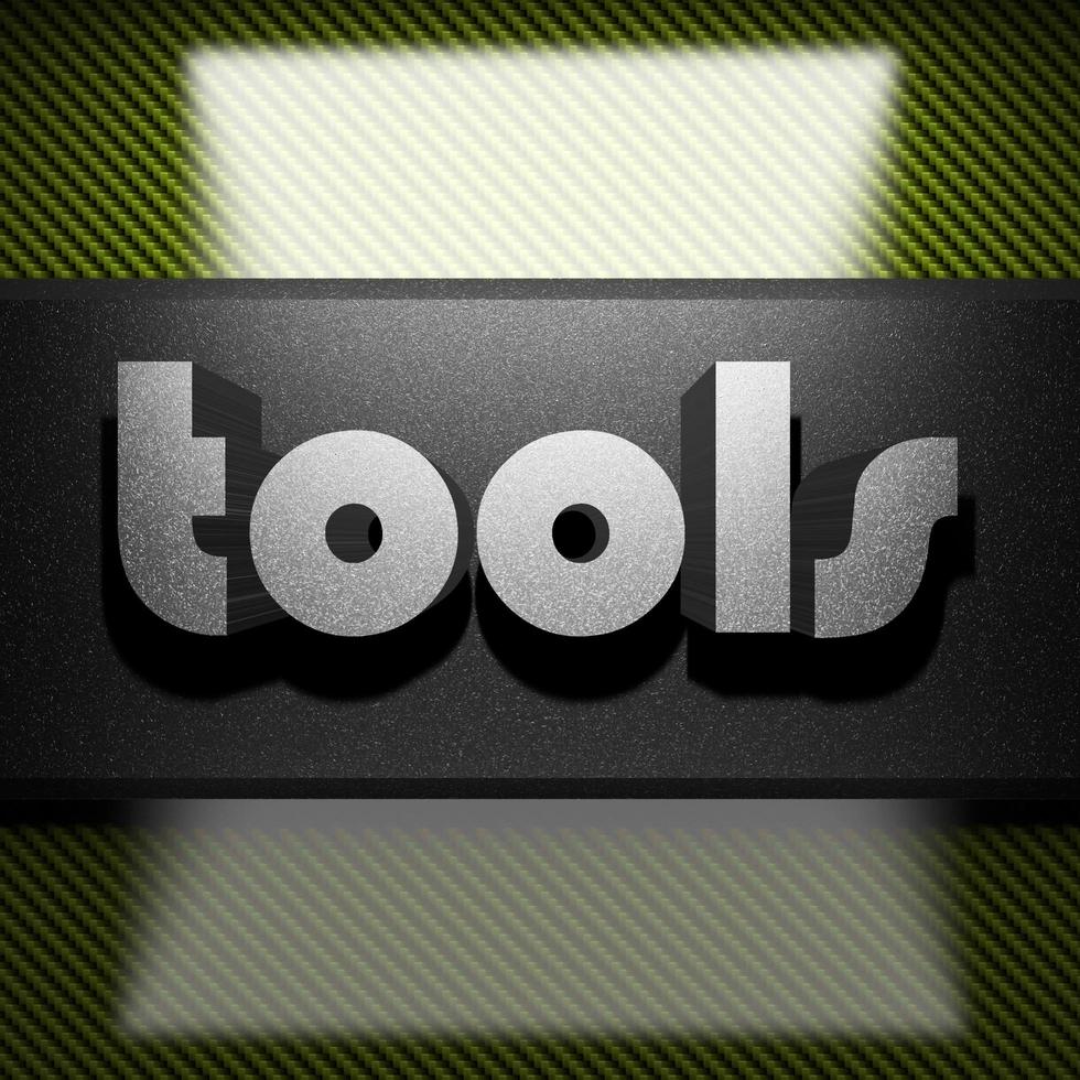 tools word of iron on carbon photo