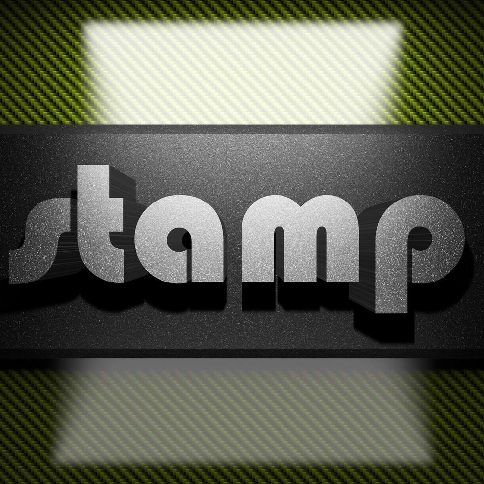 stamp word of iron on carbon photo