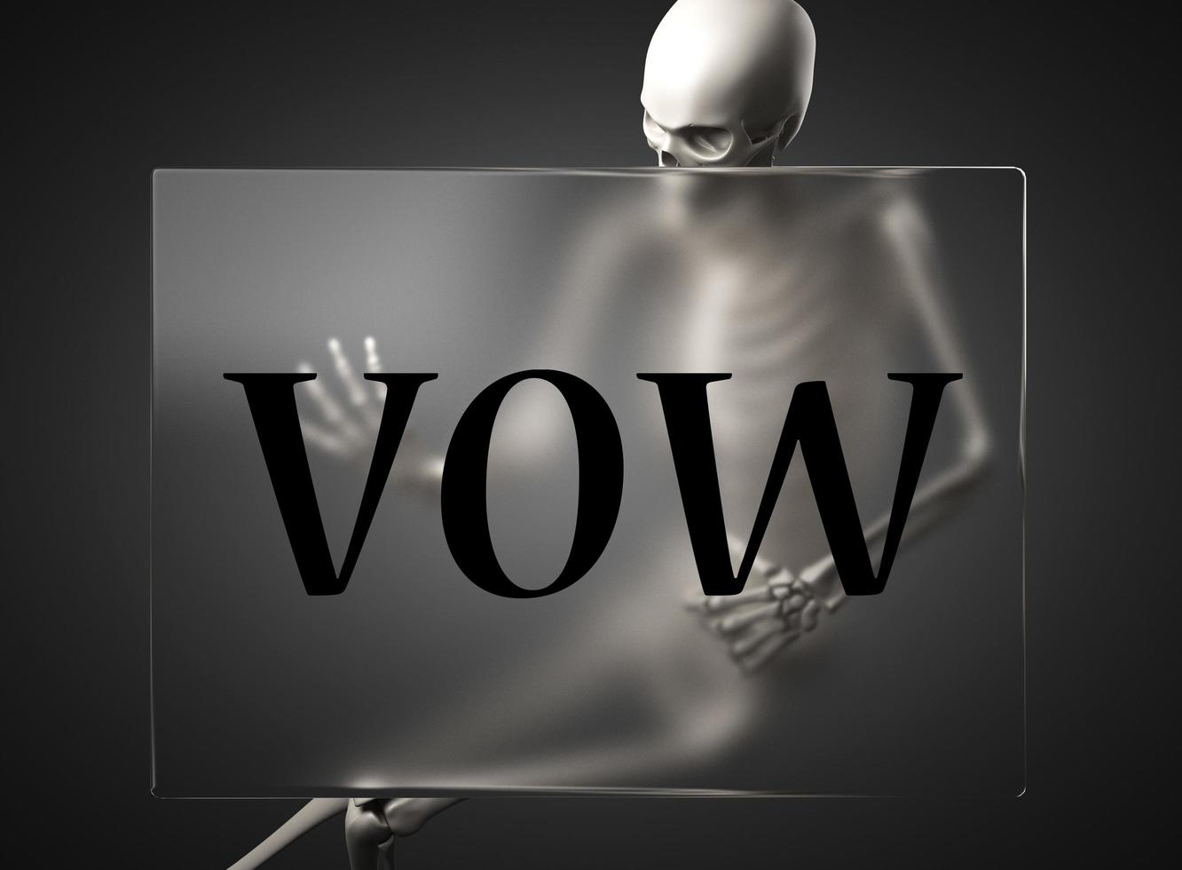 vow word on glass and skeleton photo