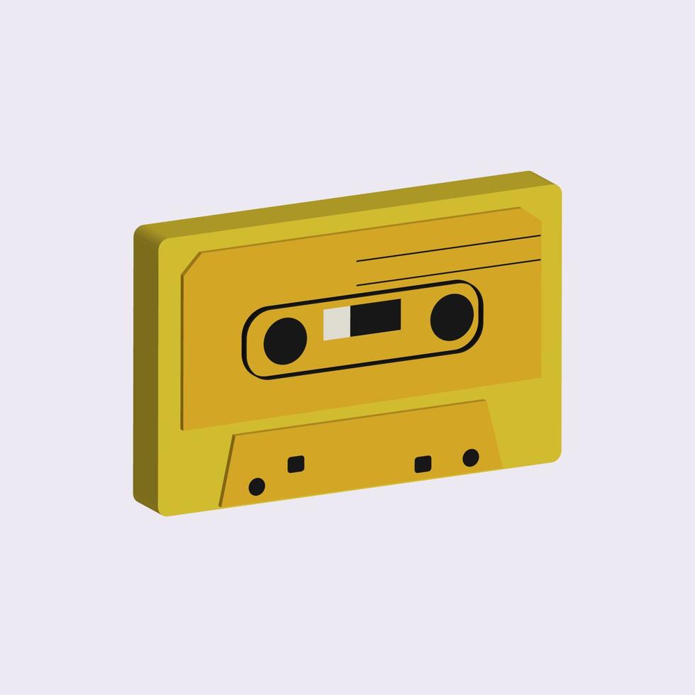 3d yellow cassette illustration design vector