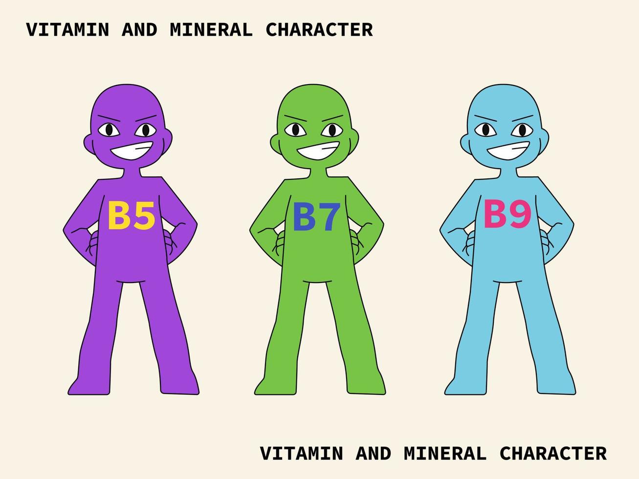 set vitamin character illustration cartoon design vector