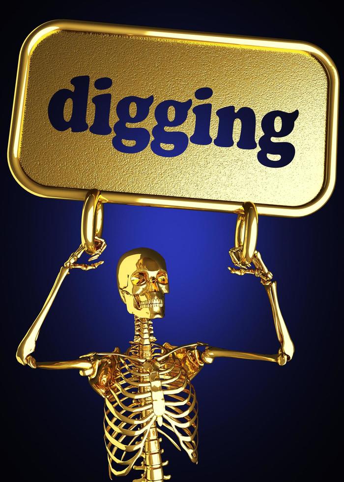 digging word and golden skeleton photo