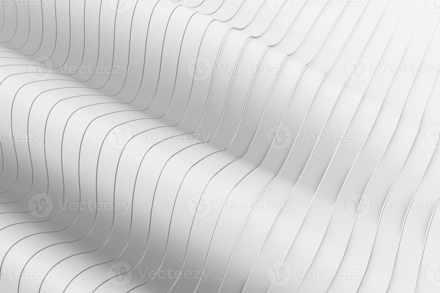 Deformed white bands surface with soft light. Modern backdrop in minimalist style. 3D render illustration photo