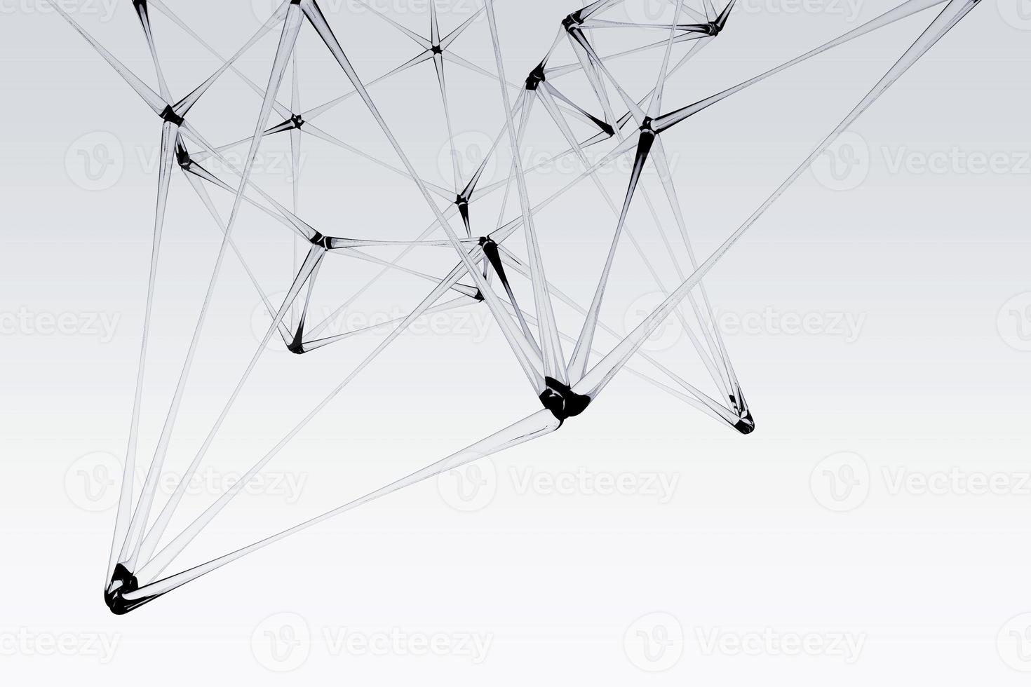 Abstract transparency plexus structure 3D illustration. Technology and futuristic glassy geometric shape background photo