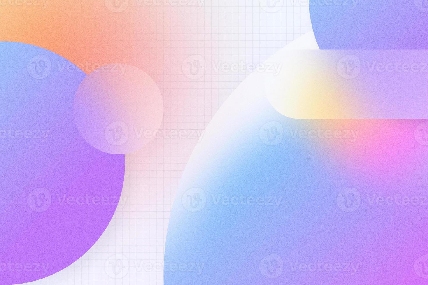 Abstract holographic liquid gradient blurred balls 3d rendering in Glassmorphism style. Rainbow geometric composition shapes with grain and noise texture overlay. Grid texture on white background photo