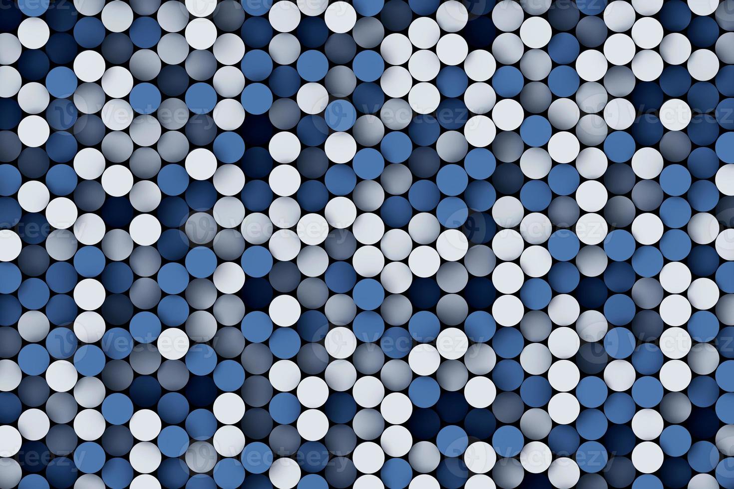 Abstract dark blue and white small confetti mosaic wall background design. Clean and modern geometric 3d illustration photo