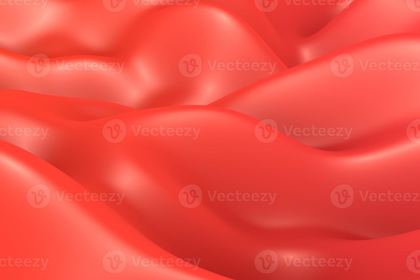 Stylish red smooth silk wavy folds background. Abstract vivid 3d rendering. Trendy bright wave backdrop design photo