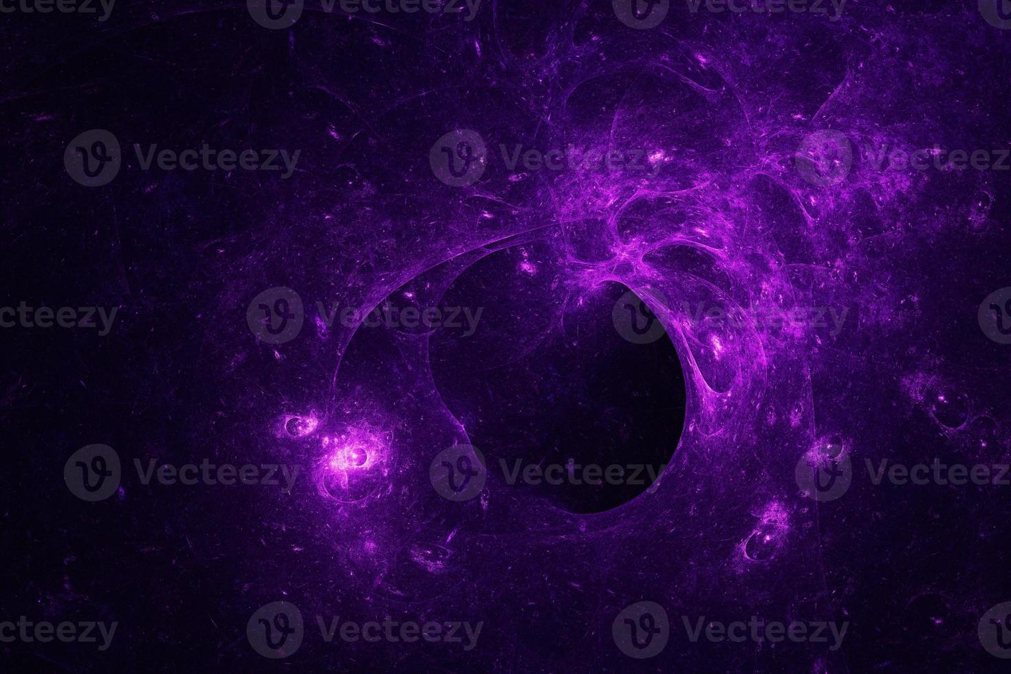 Purple space nebula 3d rendering background. Futuristic hi-tech abstract illustration of a space nebula. The black hole in the galaxy photo