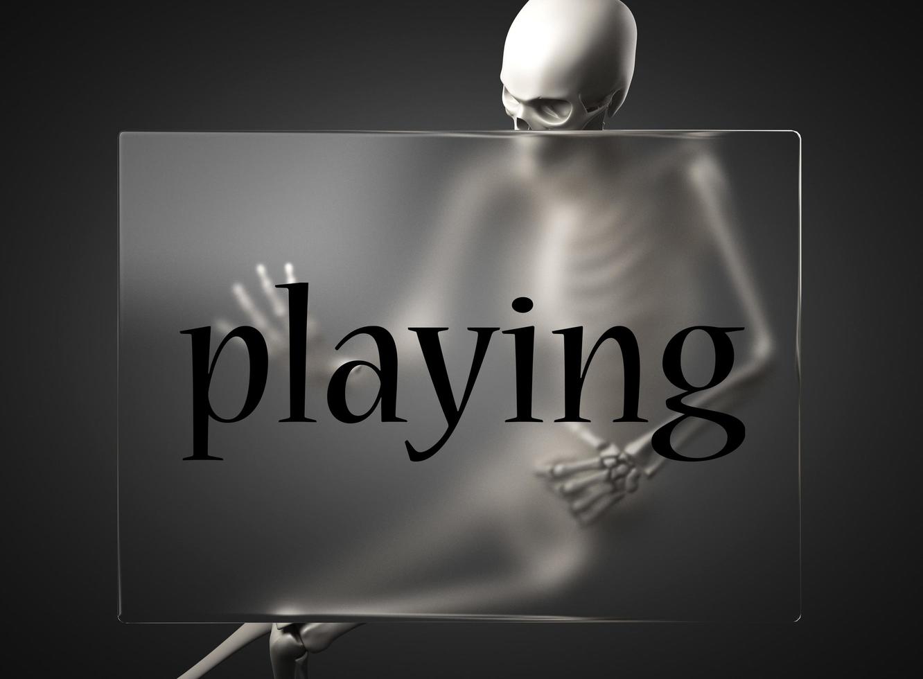 playing word on glass and skeleton photo