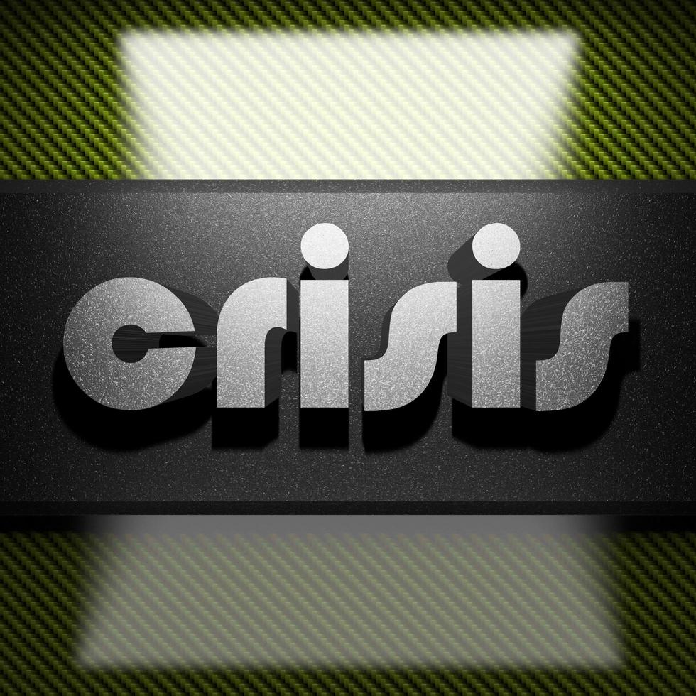 crisis word of iron on carbon photo