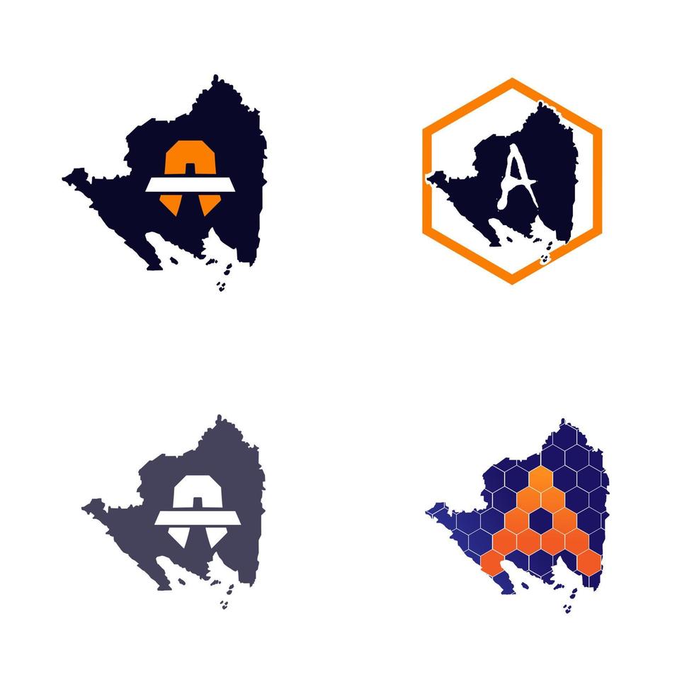 Set of inspired logos for letter A logo design concepts with a combination of the islands of Lampung, Sumatra, Indonesia vector